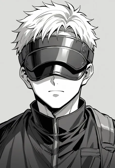 anime, boy, mask, black and white, anime art, guy, guy with mask, anime boy, black and white manga style, anime style only, clean detailed anime style, dark visor covering face, pin on anime, wearing all black mempo mask, anime shading), male anime style, ...