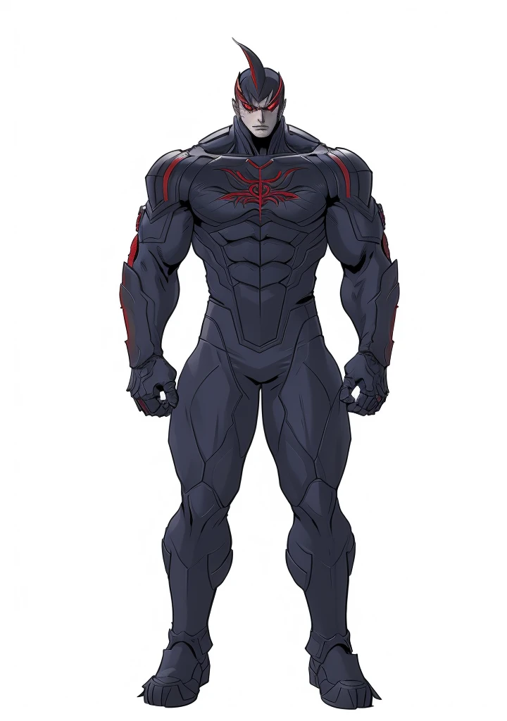 Anime character in red and black clothing walking down a street, full body savage devilman, symetry!! Portrait of Akuma, commission for high resolution, muscular werewolf, 坏蛋动漫8 K, muscular male hero, muscular character, detailed full-body concept, full bo...