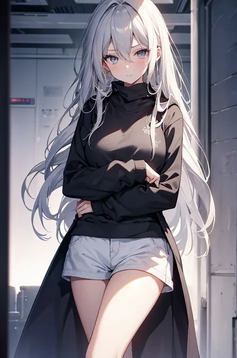 1girl, {Solitary}, Upper Body ,{{ {Watching at viewer}}}, Arms at your sides, Concept Art, white Background, simple Background, White hair, Silver gradient hair , Composite cloth, Asymmetrical clothes, Virtual YouTuber, best quality, masterpiece, Dynamic A...