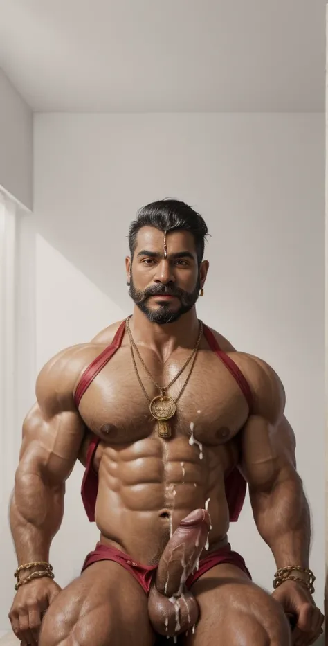 (masterpiece, intricately detailed, highest resolution, best quality:1.2),a cocky ((indian:1.2)), ((drug dealer:1.2)), a 23 y.o muscle stud with a muscular physique sitting on a chair completely covered with jewelry, ((big chain with a huge pendant:1.2)), ...