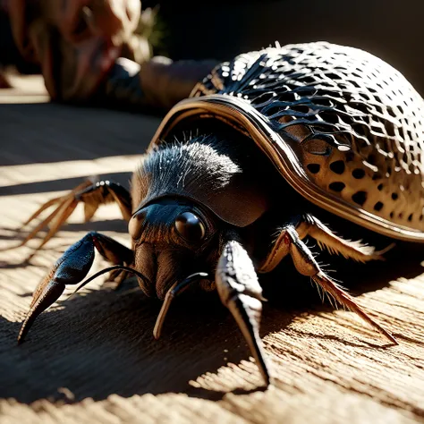 White house mite lying on the dust，Photorealistic cinematic rendering, Cinematic 3D rendering, Realistic CGI rendering, Expressed in 3D rendering