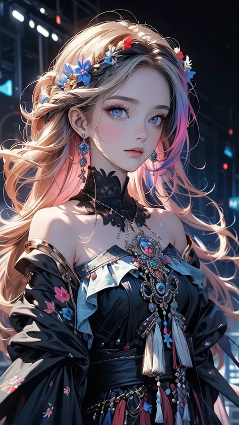 （masterpiece，Top，，Official Art，Beautiful Beauty：1.2），（1girl：1.3），Extremely detailed，Colorful，The most detailed，（Watercolor：1.3），Optical Hybrid，Playful pattern，Lively texture，Rich colors，Unique visual effects