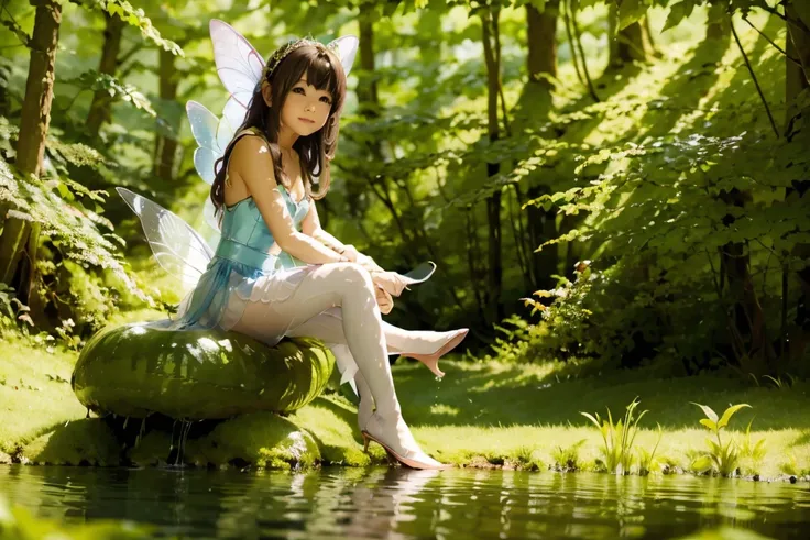 a fairy sitting neaby the lake