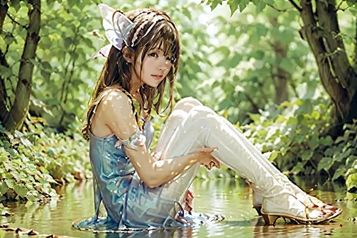 a fairy sitting neaby the lake