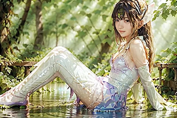 a fairy sitting neaby the lake