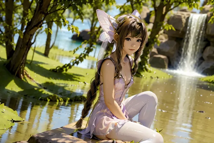 a fairy sitting neaby the lake