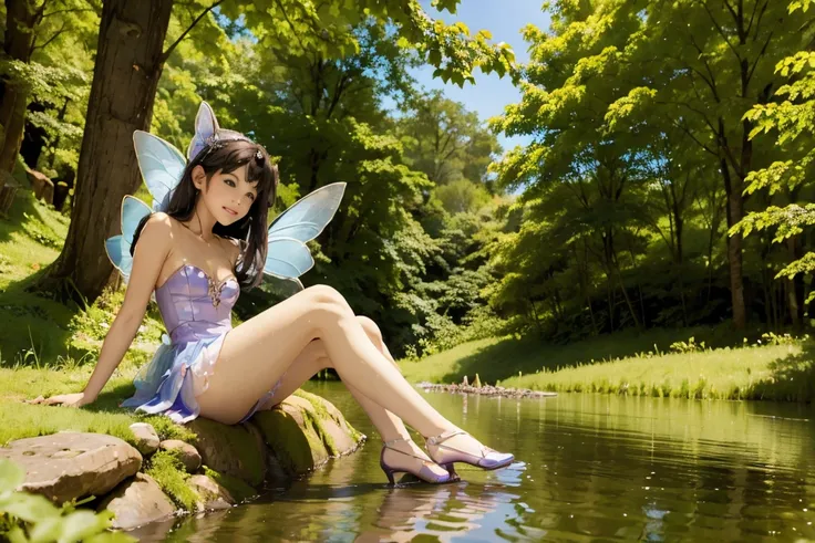 a fairy sitting neaby the lake