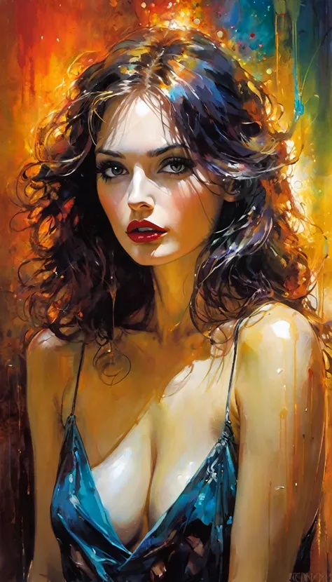 The art of seduction (art inspired in Bill Sienkiewicz). oil painting) (best quality,4k,8k,highres,masterpiece:1.2),ultra-detailed,(realistic,photorealistic,photo-realistic:1.37),intricate details,vivid colors,sharp focus,professional, oil touch of surreal...