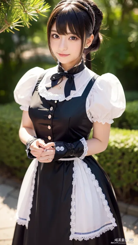 arafed asian woman in a maid outfit posing for a picture, japanese maid cafe, gorgeous maid, maid clothes, wearing a maid outfit, anime girls in maid costumes, catboy cosplay! maid! dress, maid, maid dress, shikamimi, narumi kakinouchi, , sakimichan、(Photo...