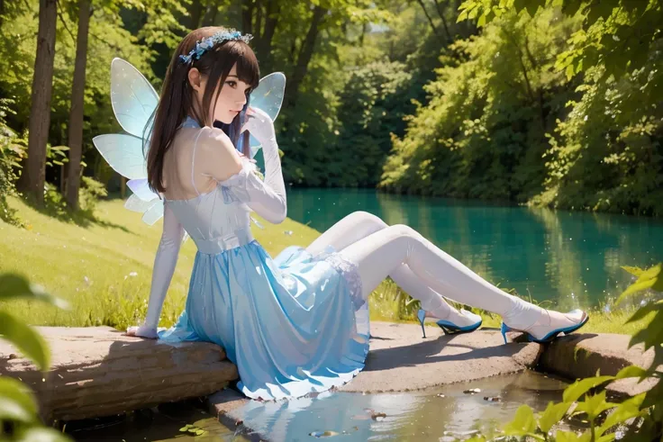 a fairy sitting nearby the lake made of her love juice