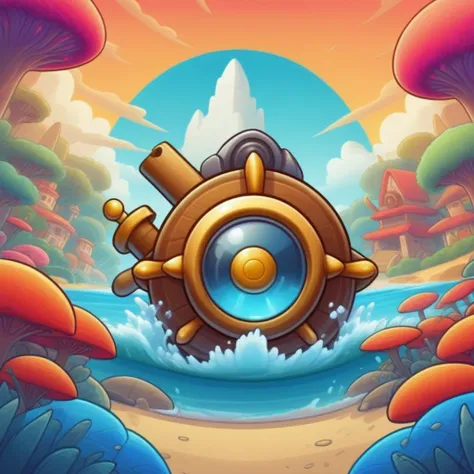 spyglass item , mobile game art, banner, detailed game art, stylized game art, game illustration, splash screen art, full card design, wallpaper!, extended art, adtime style art, saturated colorful, game item