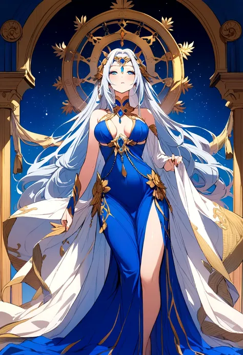 Long blue dress a goddess