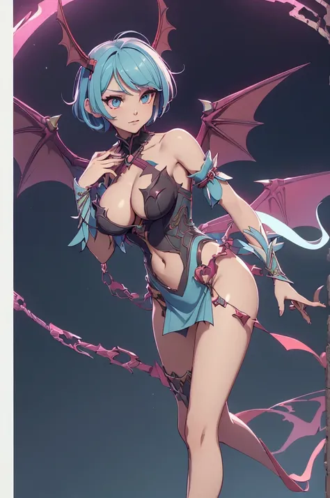 Mini morrigan aensland, (morrigan aensland), 独奏, ray tracing, 3D style, 3DMM, ((oses per photo)), ((oses au cada foto)), fully body,(Front view),(Costas Issue), (Emist on the left), show flat belly, (((oses per photo))),(very big breastsperfect ass, perfec...