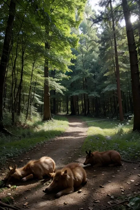 Setting: A peaceful forest where animals live harmoniously.