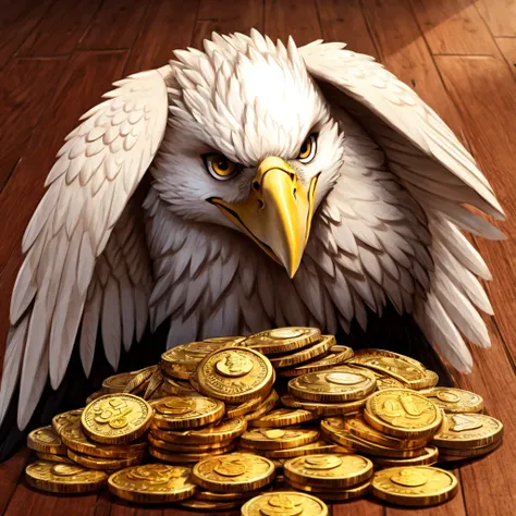 Bald eagle, meme coin, no human character, only eagle, no text