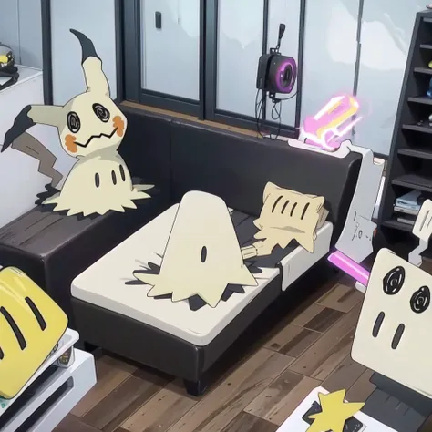 masterpiece,best quality,(mimikyu_pokemon),no humans,indoors,living room,