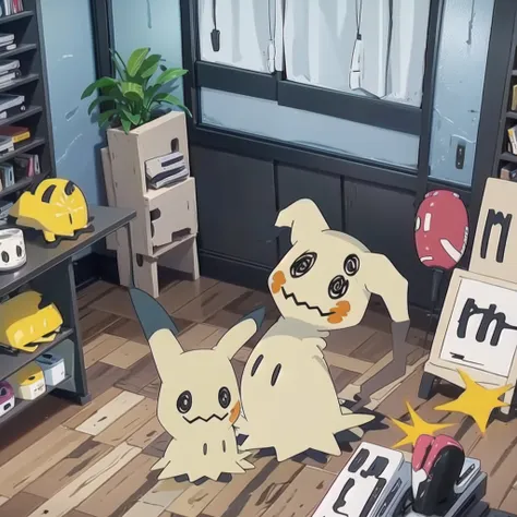 masterpiece,best quality,(mimikyu_pokemon),no humans,indoors,living room,