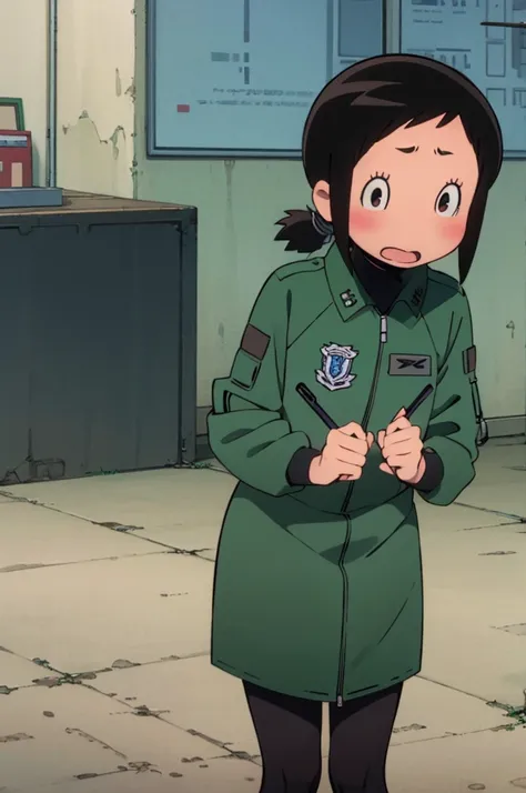 Amakasu Hisone, Blushing, Open mouth, Military uniform