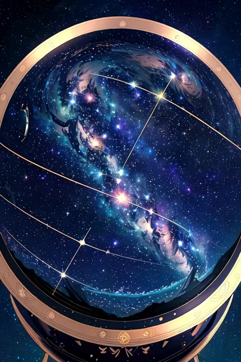 the world seen through a telescope、iridescent幻想的なnight sky、constellation, iridescentconstellation、iridescent空包み込まれそうな瞬間，astronom...