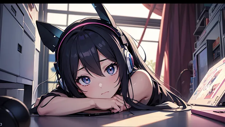 Woman wearing headphones, Anime Style 4 k, anime wallpaper 4k, anime wallpaper 4k, 4k anime wallpaper, anime art wallpaper 4k, anime art wallpaper 4k, Anime Style. 8K, Anime atmosphere, , Ultra HD Anime Wallpaper, Anime Art Wallpaper 8K, Anime Background,l...