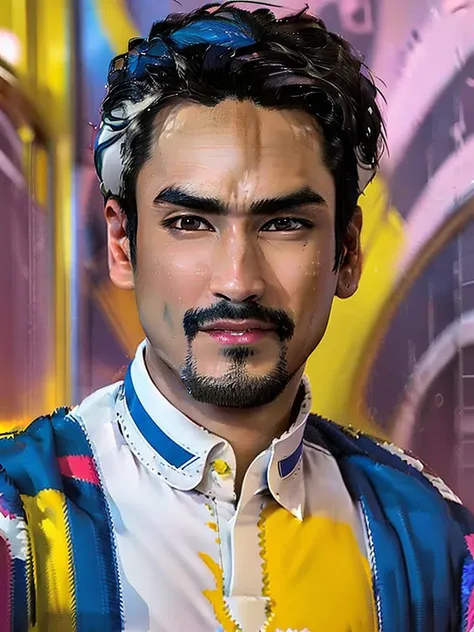 a young asian man with clear facial features, no moustache, no beard, nadech kugimiya face, wearing an off-white traditional ara...