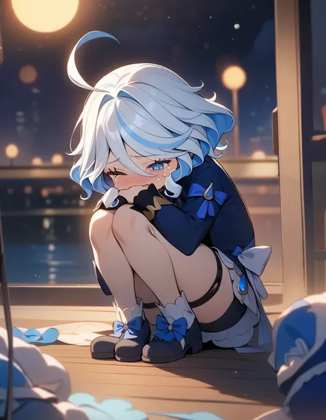 best quality, ultra high res, furina, crying, night, cute