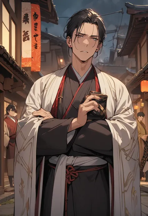 ((highest quality)), ((masterpiece)), (detailed), ((perfect face)),just、anime characters wearing kimonos in front of a building,...