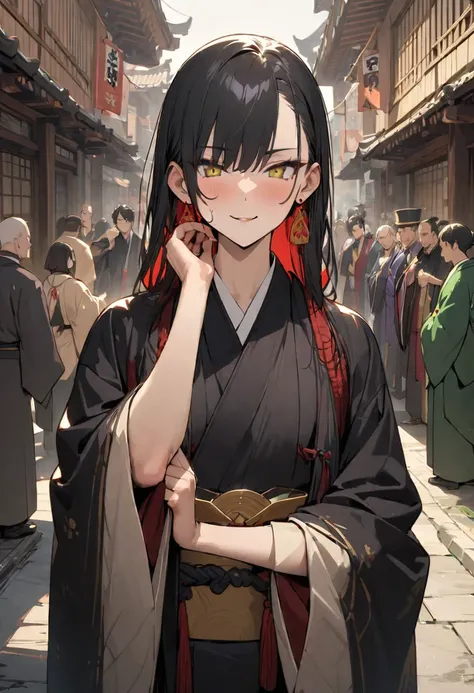 ((highest quality)), ((masterpiece)), (detailed), ((perfect face)),just、anime characters wearing kimonos in front of a building,...