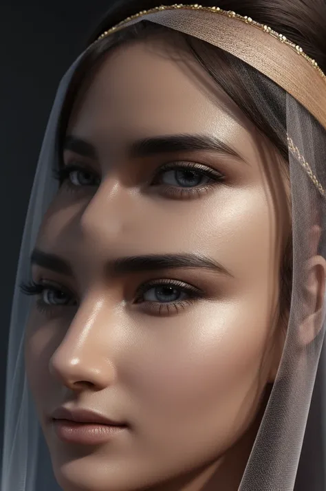 3d, realistic, 4k quality, Female face is the same as left, Female is 20 years old, and Wear a transparent veil , same as the original picture, best quality3d, realistic,