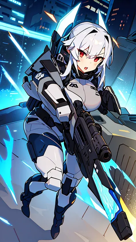 Gray hair inner color blue、Combat Uniform、Ready your gun?、Tactical Jacket、girl