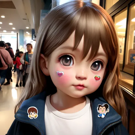 sticker, Cute cartoon, child&#39;s cartoon, not zbrush style, alena aenami, sharp hills, charming anime characters, Lilia Alvarado, urban and busy, Realistic hyper-detailed rendering