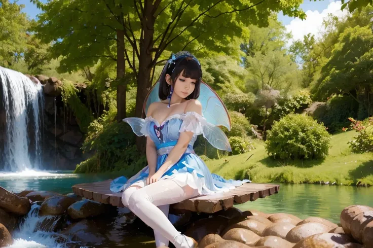 a fairy sitting nearby the lake of her stinky fluids