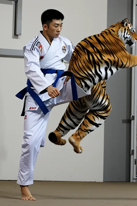 Taekwondo tiger kicking