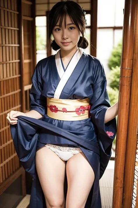 Pure Japanese kimono girl, panty, 