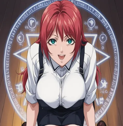 score_9, score_8_up,   pretty girl .     source_anime  Bibl3  .  in office      . wearing  , lingerie   good eyes.  detailed .     .   huge breast     .    .   on knees. magic circle .  female expressionless . smile . open mouth . blank eyes . viewed from ...