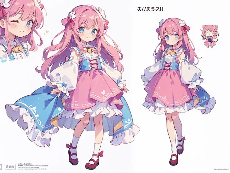 reference art, 1girl, sweetheart, cute, full body, white background, concept art