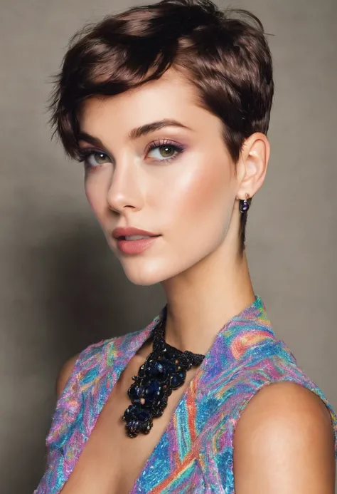 Make a woman with nineties style hair short hair 