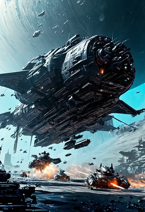 Space War, cinematic still, high budget, cinemascope, 4K epic detailed, by Stephan Martiniere, best quality, masterpiece, very aesthetic, perfect composition, intricate details, ultra-detailed, vivid colors