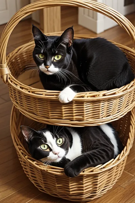 A cat scoring in basket