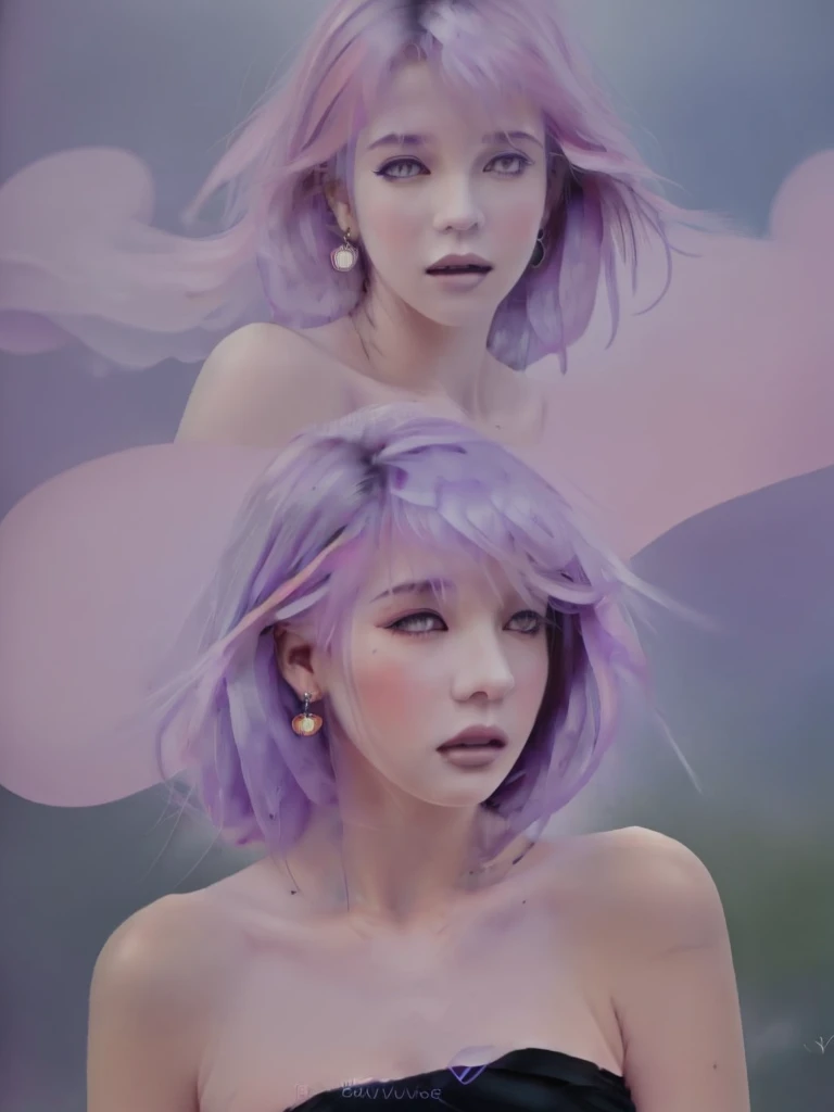 rain,Beauty,High nose,目にLight,Pink Lips,pastel colour,purple,Dull pink,Dull Blue,heart,Light,Strong winds,Fluttering Hair,Earrings,Smoke a cigarette,cigarette,目にLight,Black Dress,Black lace,Black Hair,Inner color hair,woman,cute,anime