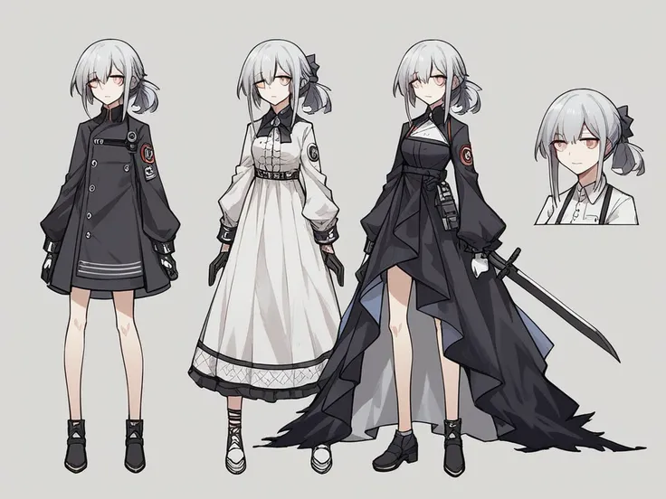 anime girl in a dress with a knife and a dress, concept art by Yang J, pixiv, shin hanga, from girls frontline, guweiz, fine details. girls frontline, anime full body illustration, girls frontline style, artwork in the style of guweiz, dressed with long fl...