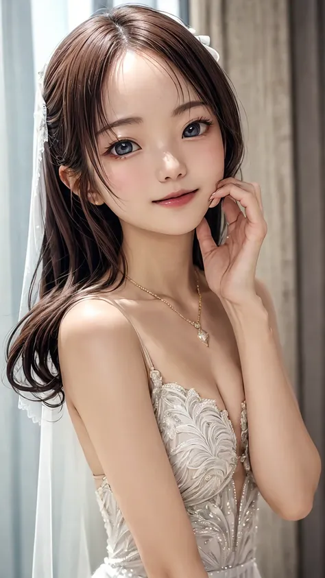 One piece wedding dress、Beautiful young wife、Super detailed、Particles of light:0.5、Shiny and smooth skin texture、First Night、Love each other、Beautiful clear eyes、Secret Love Affair、Sex、、Natural Texture、Short Hair、、Mature slender beauty、Small breasts、Dignif...