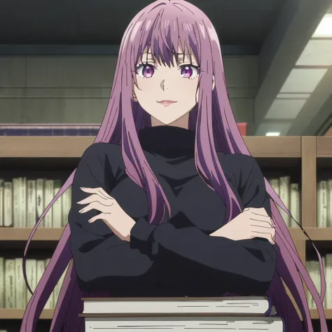 1girl, anime screencap from jujutsu kaisen, solo, very long_hair, ((smooth texture hair)) purple eyes, ((length_hair, purple_hai...