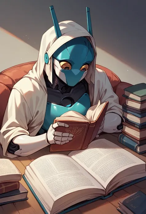 robot reading a book