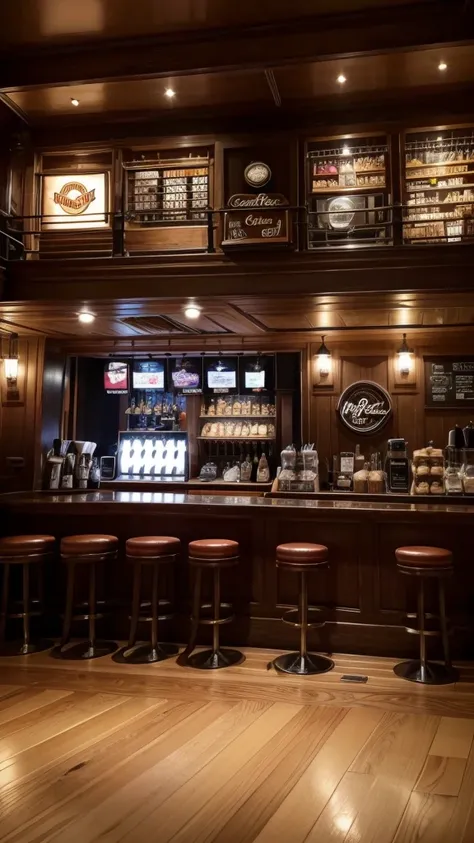 Interior of a coffee shop, hard rock café 