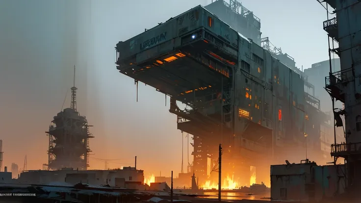 a futuristic and abandoned cosmodrome, cyberpunk style, highly detailed, 8k, hyper realistic, dramatic lighting, moody atmosphere, crumbling infrastructure, rusty metal, neon lights, glowing panels, intricate machinery, complex engineering, industrial deca...