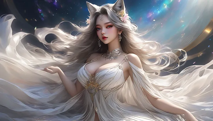 Woman in transparent dress,Viewer,(((Full breasts, Keeley University))),Slim waist,(Navel exposed,Bare waist), Long hair, extreme detailed details, Detailed fantasy art, Stunning character art, Beautiful and exquisite character art, Beautiful transparent d...