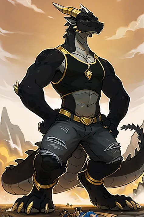 birds-eye view, macro furry,anthro, fox, dragon, fox ears,dragon tail, dark black fur, short wavy hair, black sclera, gold pupil, pawpads, gold pawpads, tall, handsome, sexy, slim, twink, femboy, standing over a tiny continent on earth, looking down at gro...