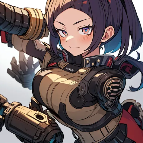 (Boku no hero academia) girl, mechanical prosthetic arm, muicano hair style 