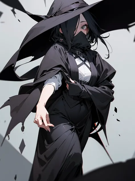 A female plague doctor. She would have totally black hair, her hair is short and messy. Her eyes would also be black and she would be very tall, having the appearance and stature of an adult. Her clothes would cover her entire body except for her face.